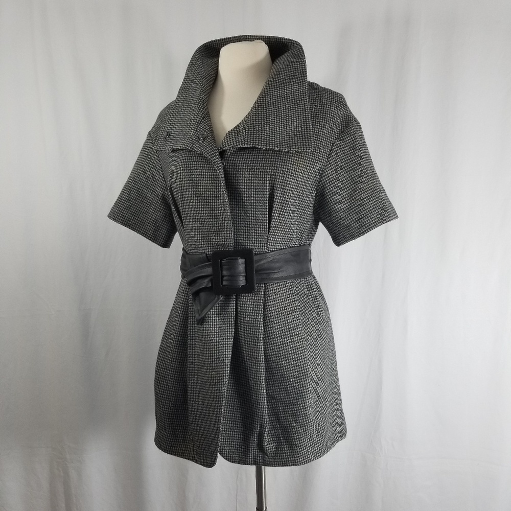 EUROMODA Micro Houndstooth Coat Dress w/ Belt  SzM